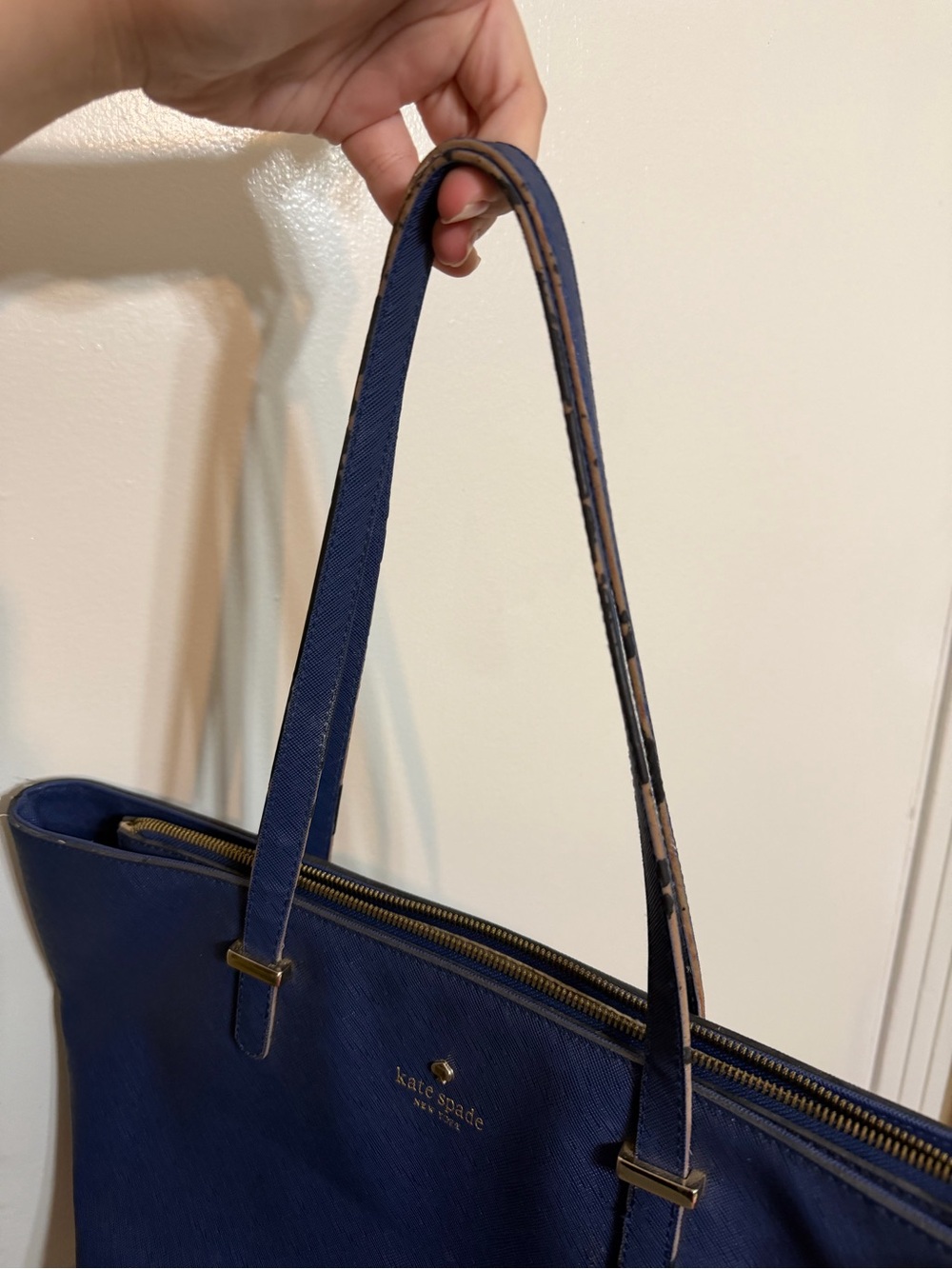 kate spade Blue Saffiano Leather Tote with Gold Accent - Picture 6 of 6